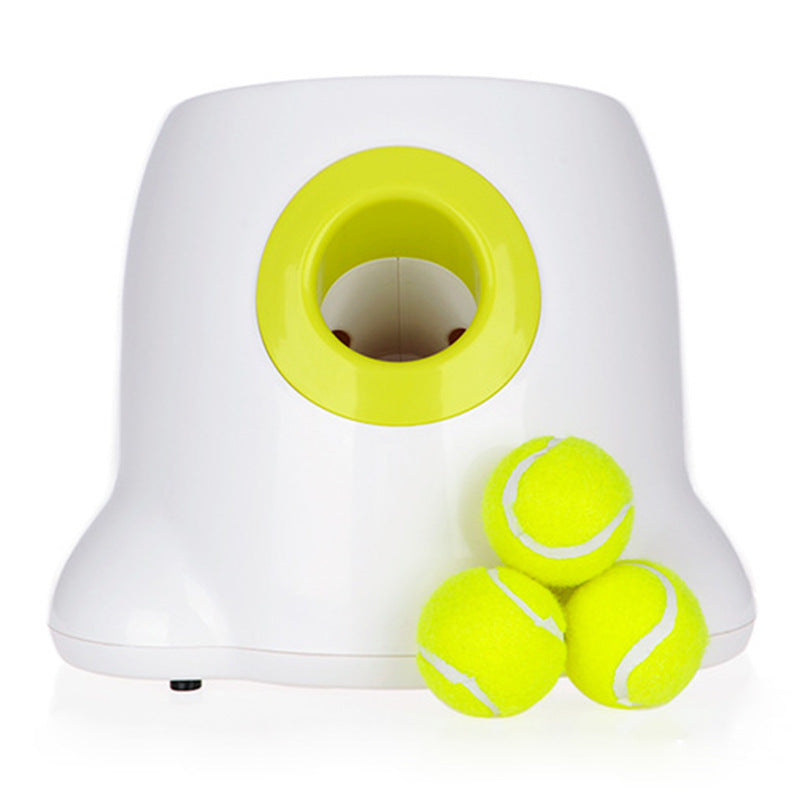 Everyday Essentials™ Ball Launcher with three bright yellow tennis balls ready for fun and engaging dog playtime.