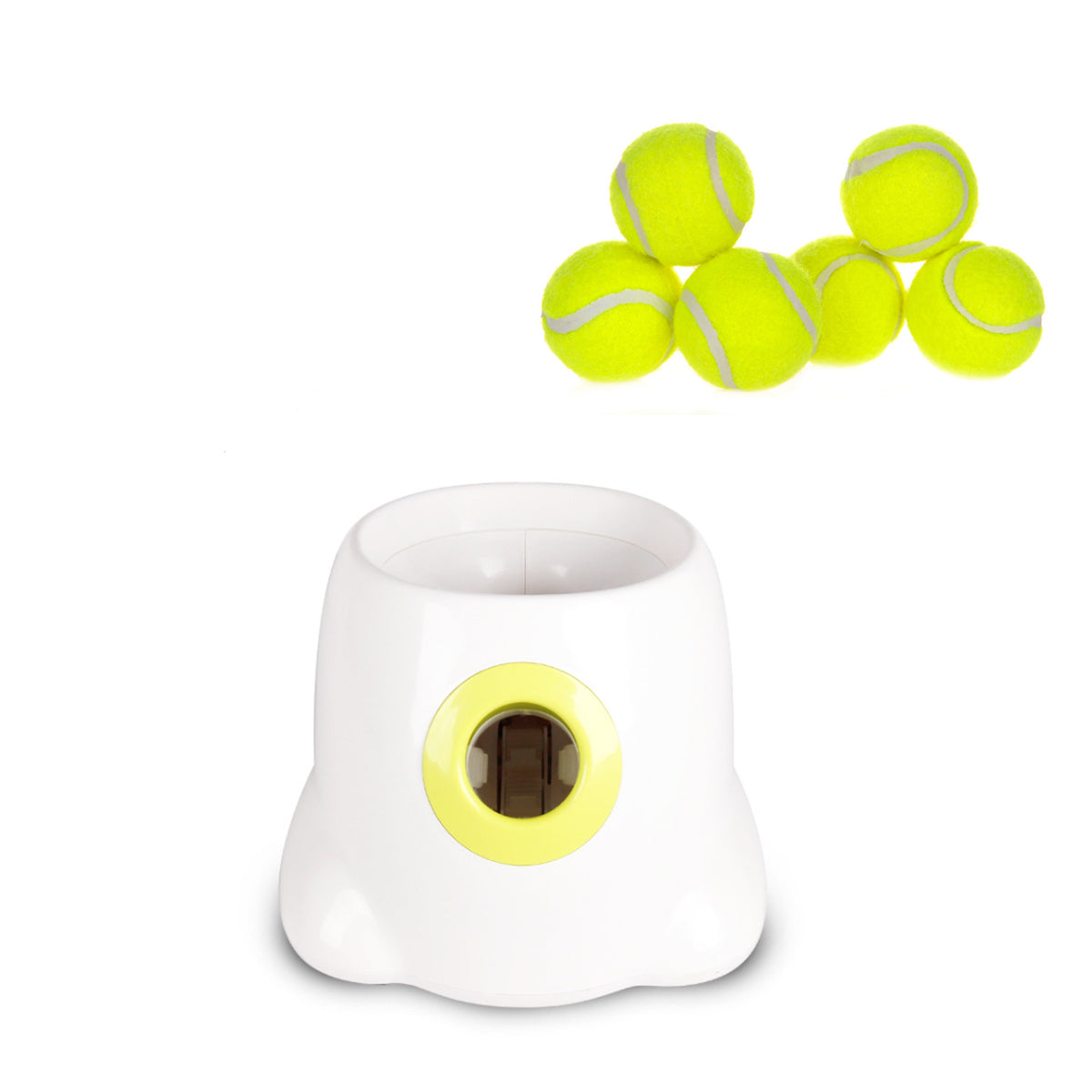 Everyday Essentials™ Ball Launcher with yellow tennis balls for dogs, designed for easy playtime.